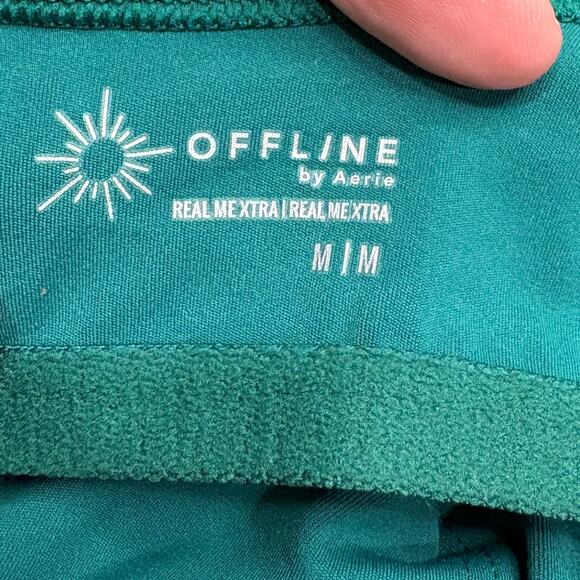 Offline by Aerie Size M Real Me Xtra Green Flare Jumpsuit One Piece Workout Yoga - Picture 7 of 14
